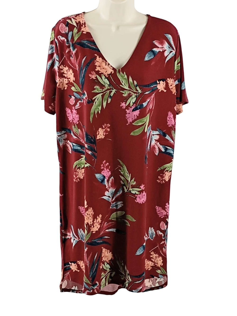 Christian Siriano Burgundy Floral Midi Dress